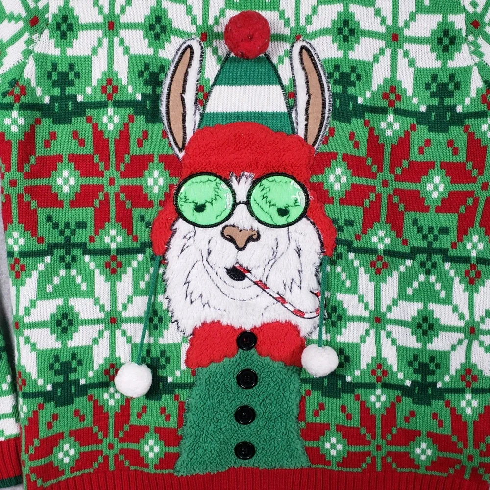 Celebrate Together Ugly Christmas Sweater Llama Fair Isle XL‎ Great Fun